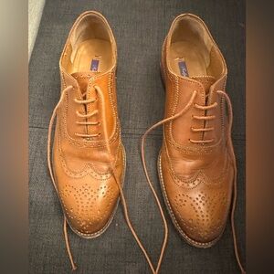 Ralph Lauren Purple Label womens oxfords size 37 7 camel brown leather lace up